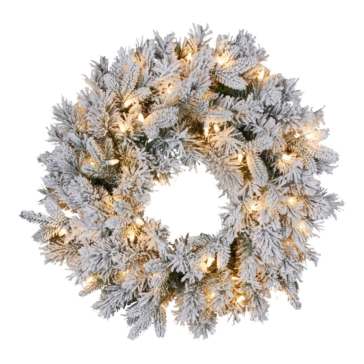 Christabelle 61cm Snowy Atica Pre - Lit Warm White LED Snowy Finish Christmas Wreath