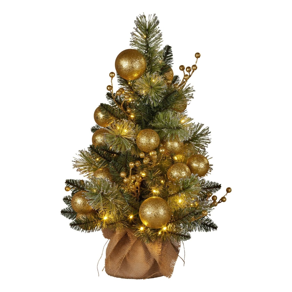 Christabelle 61cm Battery - operated Christmas Tree Warm Lights Led Table Top Gold