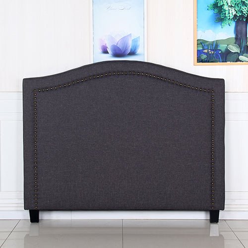 Bed Head Queen Size Charcoal Headboard with Curved Design Upholstery Linen Fabric - 2100622202900 Toy Chest Australia 1
