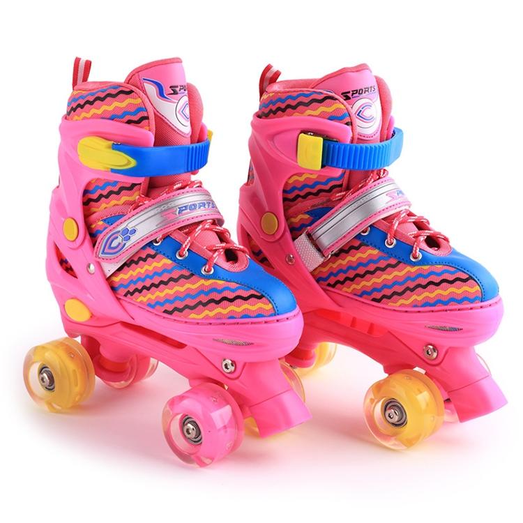 Kids' Double - row Roller Skates - Full - flash White Size m - Pink