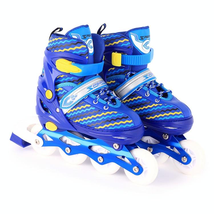 Full - flash Roller Skates for Kids - White Size l - Blue