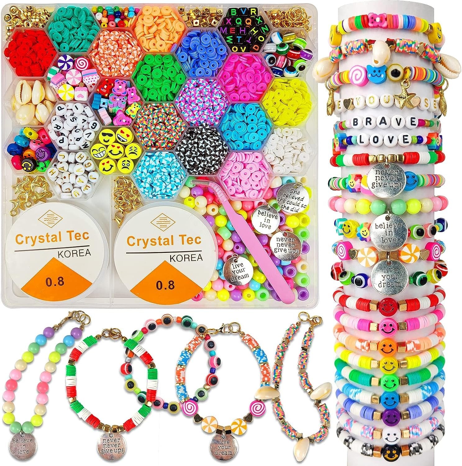 3600pcs 6mm Flat Round Heishi Ceramics 15 Colors Polymer Clay Bead Alphabet Beads Jewelry Making Kit - 728040811256 Toy Chest Australia 1