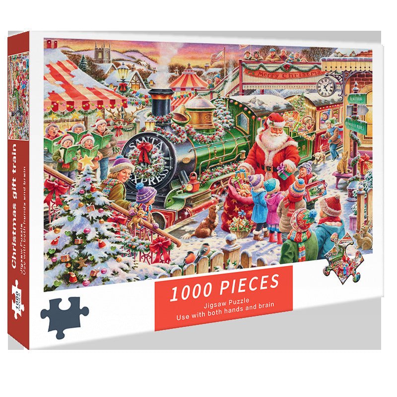 (2 PCS) 1000 - Piece Christmas train Jigsaw Puzzle - High Difficulty Stress - Relief Toy