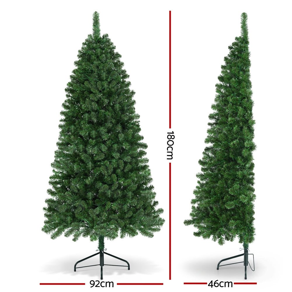 Jingle Jollys Christmas Tree 1.8M LED Corner Xmas Tree Half 8 Modes Multi - color