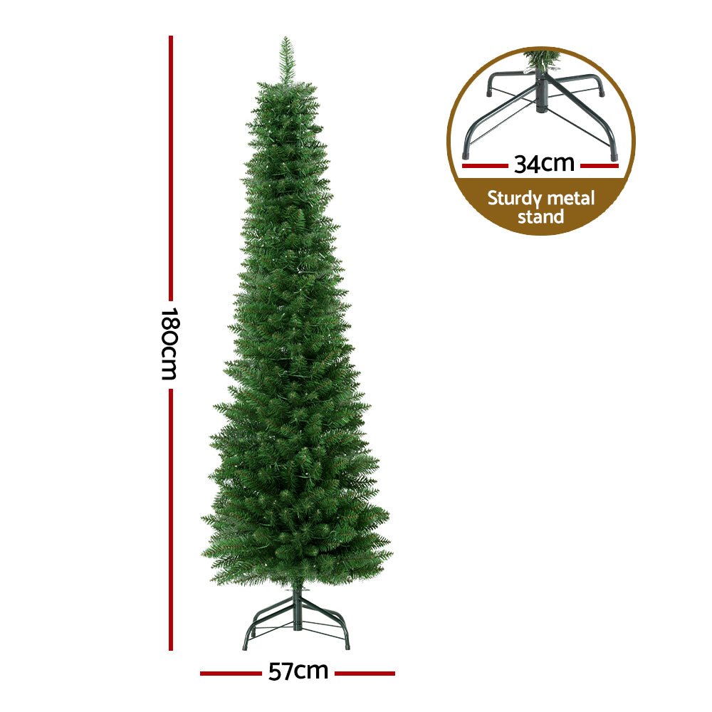 Jingle Jollys Christmas Tree 1.8m Pre - Lit 200 LED Lights Xmas Tree Decorations