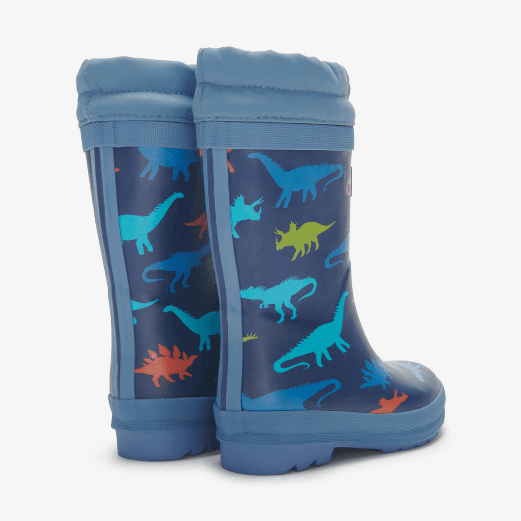 Hatley Dinosaur Silhouettes Sherpa Lined Kids Rain Boots Size 9