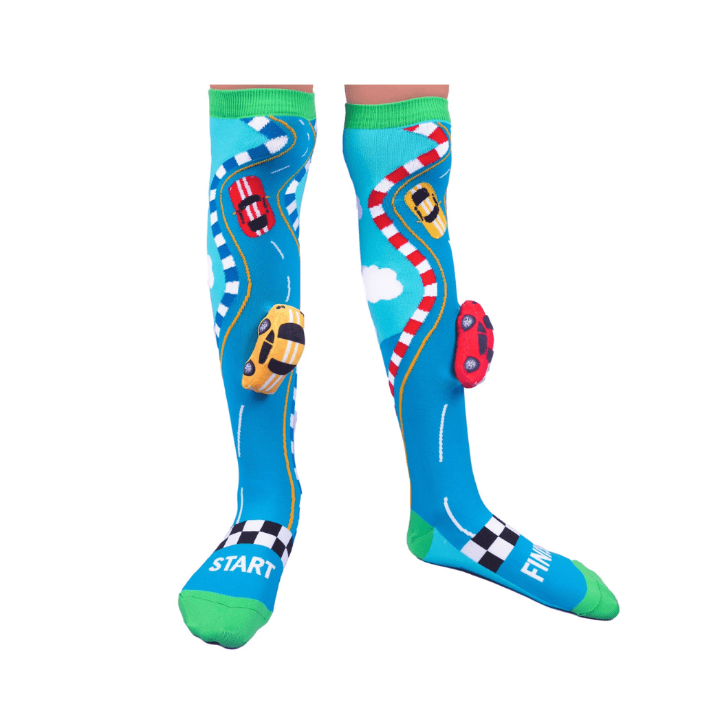 MADMIA Racing Cars Socks With Plush Cars Kids & Adults Age 6 - 99