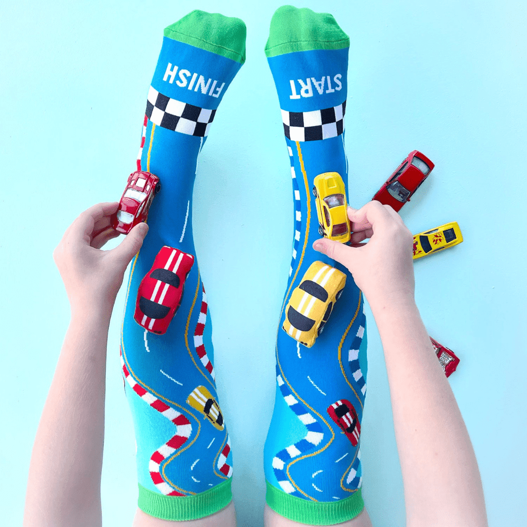 MADMIA Racing Cars Socks With Plush Cars Kids & Adults Age 6 - 99