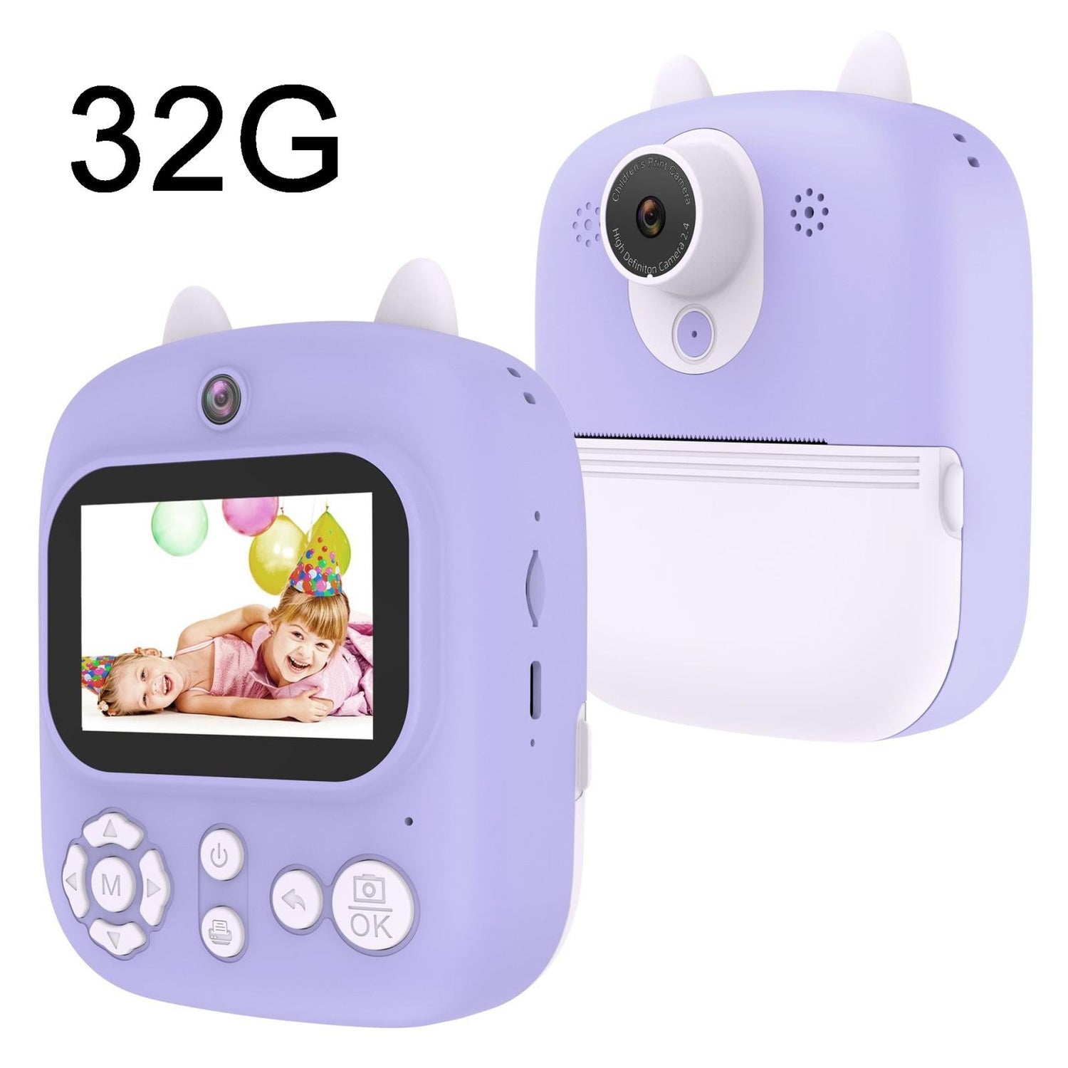 32g Instant Camera with 2.4 Display & Card Reader for Kids - 1200w Blue - Standard Purple