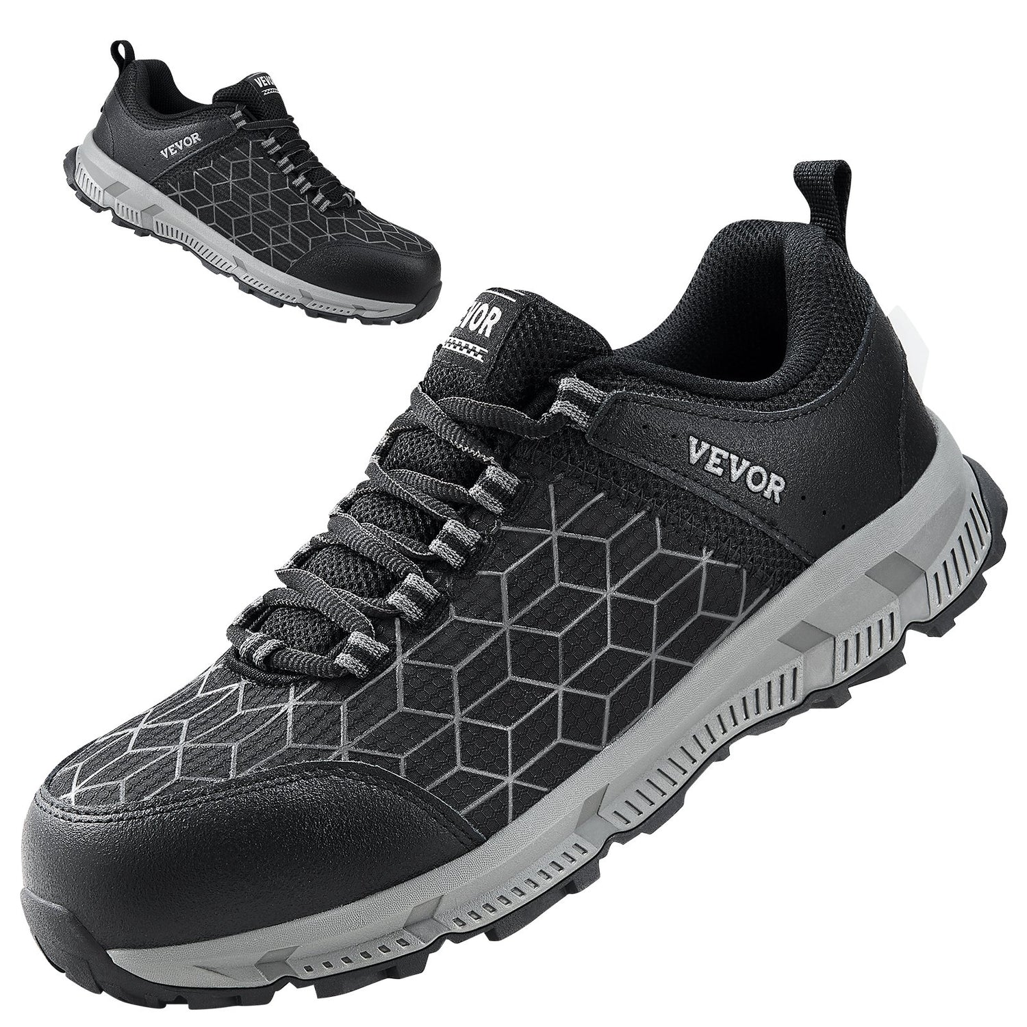 VEVOR Steel Toe Shoes for Men US Size 11 Wide Athletic Work Shoe Sneakers Black