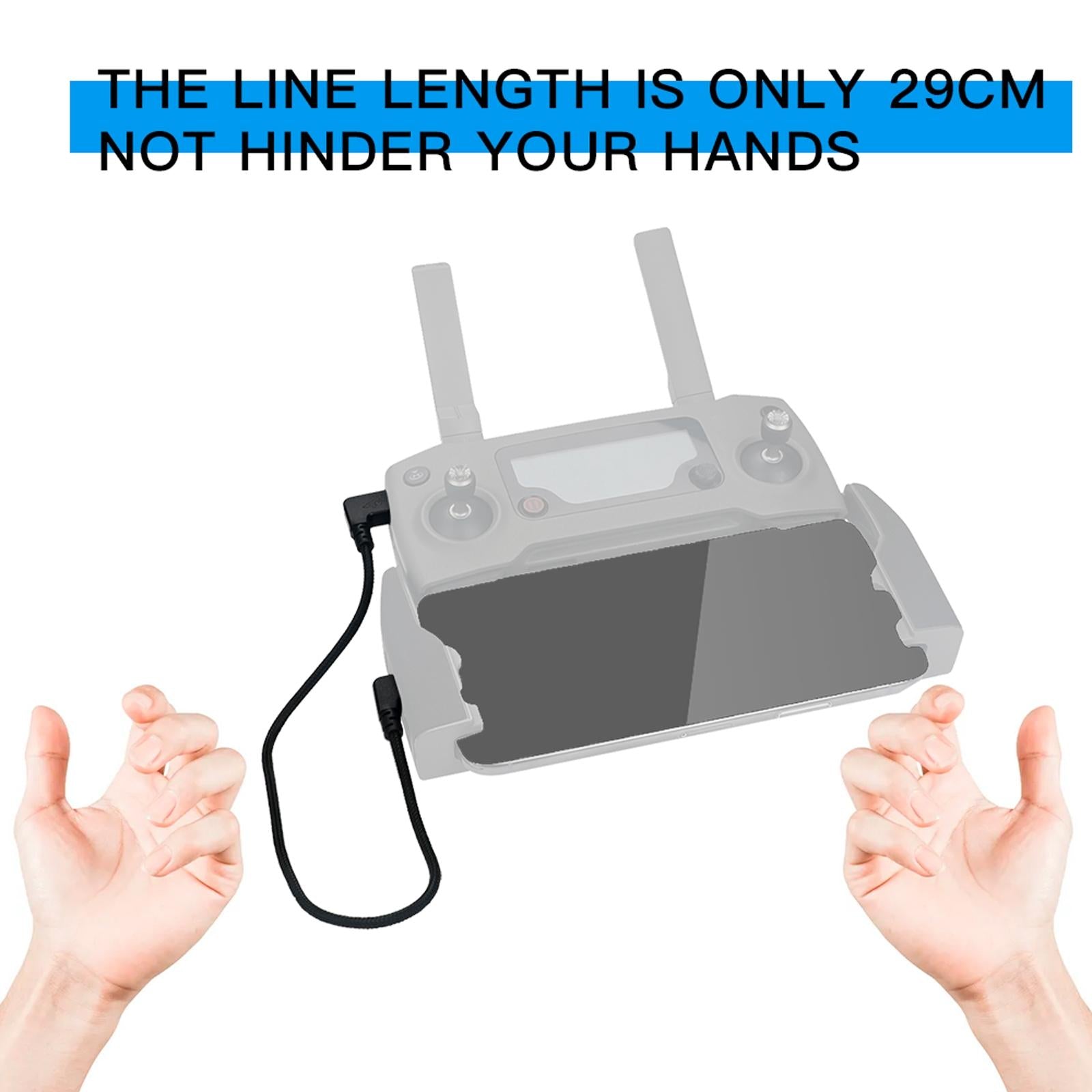 29Cm Woven Nylon Micro Usb To 8 Pin Data Cable For Dji Mavic Mini / Air / Spark / 2 Pro / Zoom Remote Controller - Iphone / Ipad Compatible - 1 Toy Chest Australia 4