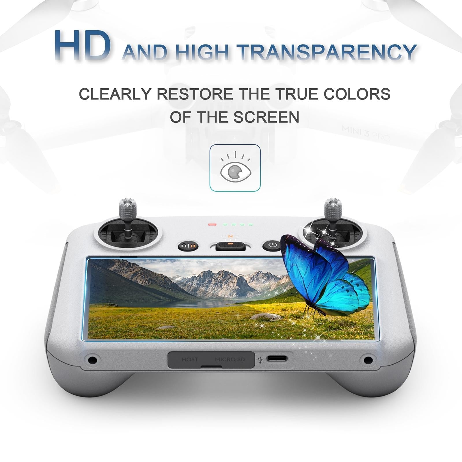 2 - Pack Tempered Glass Film For Dji Mini 3 Pro Remote - 9H 2.5D - 1 Toy Chest Australia 3