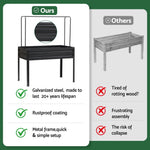 Green Fingers Elevated Metal Garden Bed Kit w Mini Greenhouse Cover 116x60cm Stand - Up Height Trellis