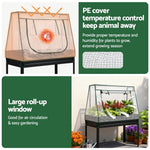 Green Fingers Elevated Metal Garden Bed Kit w Mini Greenhouse Cover 116x60cm Stand - Up Height Trellis
