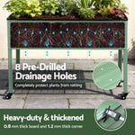 Green Fingers Elevated Raised Garden Bed Kit Mobile w/ Locking Wheels & Storage Shelf 100KG Max Load 115x60x81cm | Galvanized Steel, Portable Green Organizer for Seniors, Patio, Balcony, Vegetables