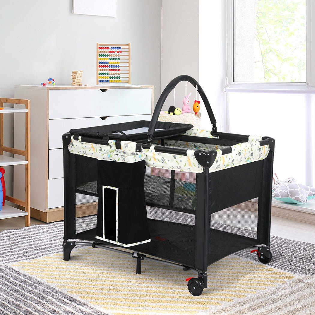 BoPeep Baby Cot Bed Crib Portable Bassinet Black - '9356877139642 Toy Chest Australia 6