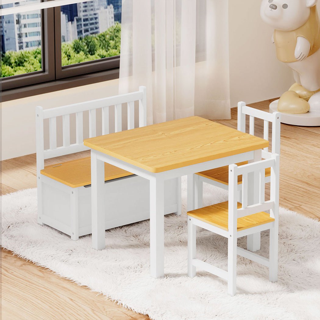 Bopeep Kids Table and Chairs Set Wooden Study Play 4PCS - '9356877209710 Toy Chest Australia 6