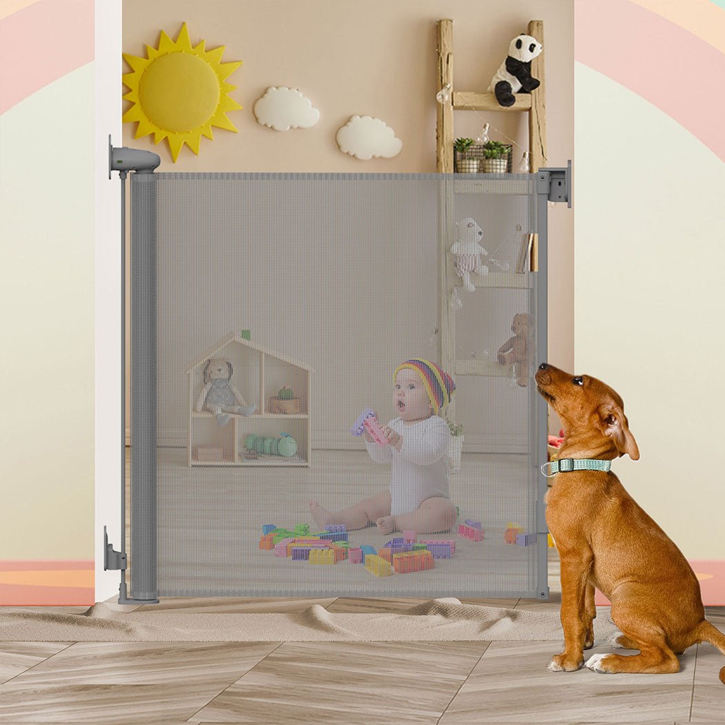 BoPeep Retractable Baby Safety Gates 150cm Grey 150 cm - '9356877171352 Toy Chest Australia 6