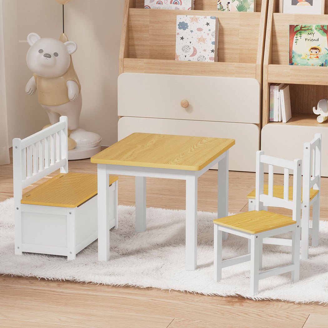 Bopeep Kids Table and Chairs Set Wooden Study Play 4PCS - '9356877209710 Toy Chest Australia 7