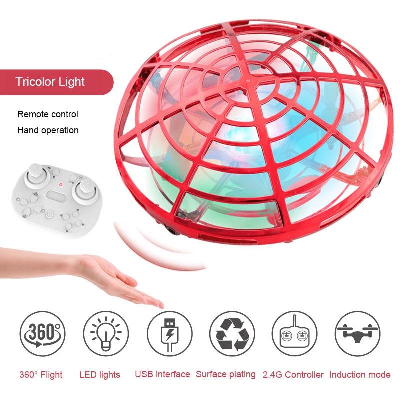5 Induction Quadcopter Mini Drone With Colourful Lights - Red Remote