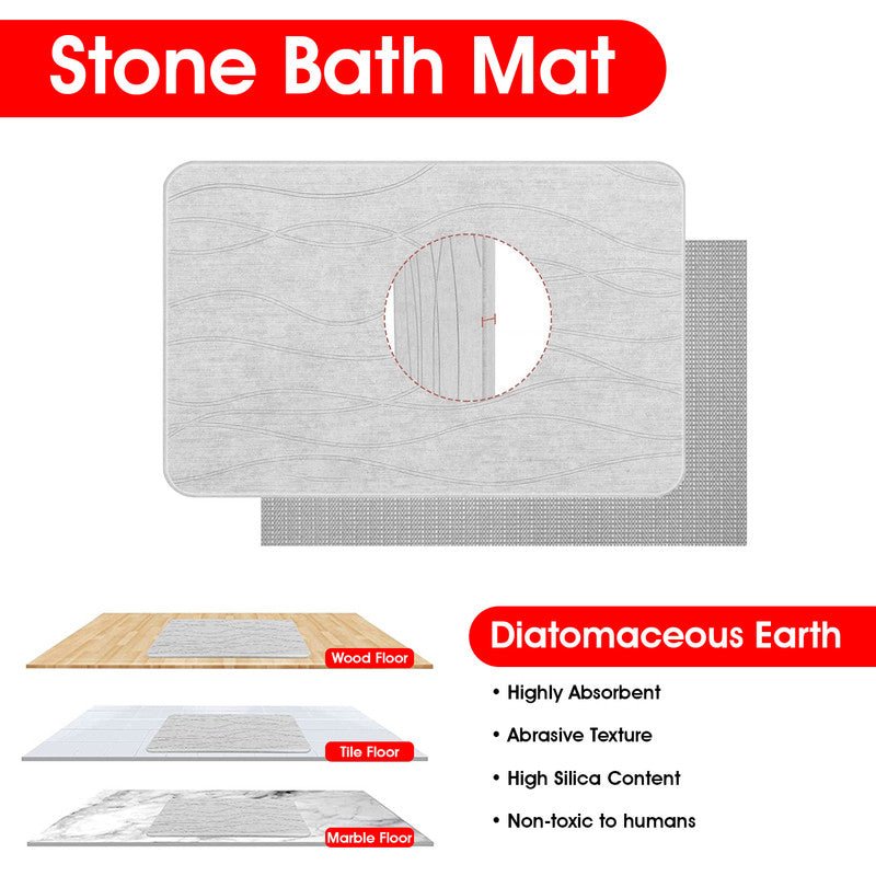 Hivvago Diatomaceous Earth Stone Bath Mat Fast Drying Non Slip Bathroom Mat - 3222394172850 Toy Chest Australia 6