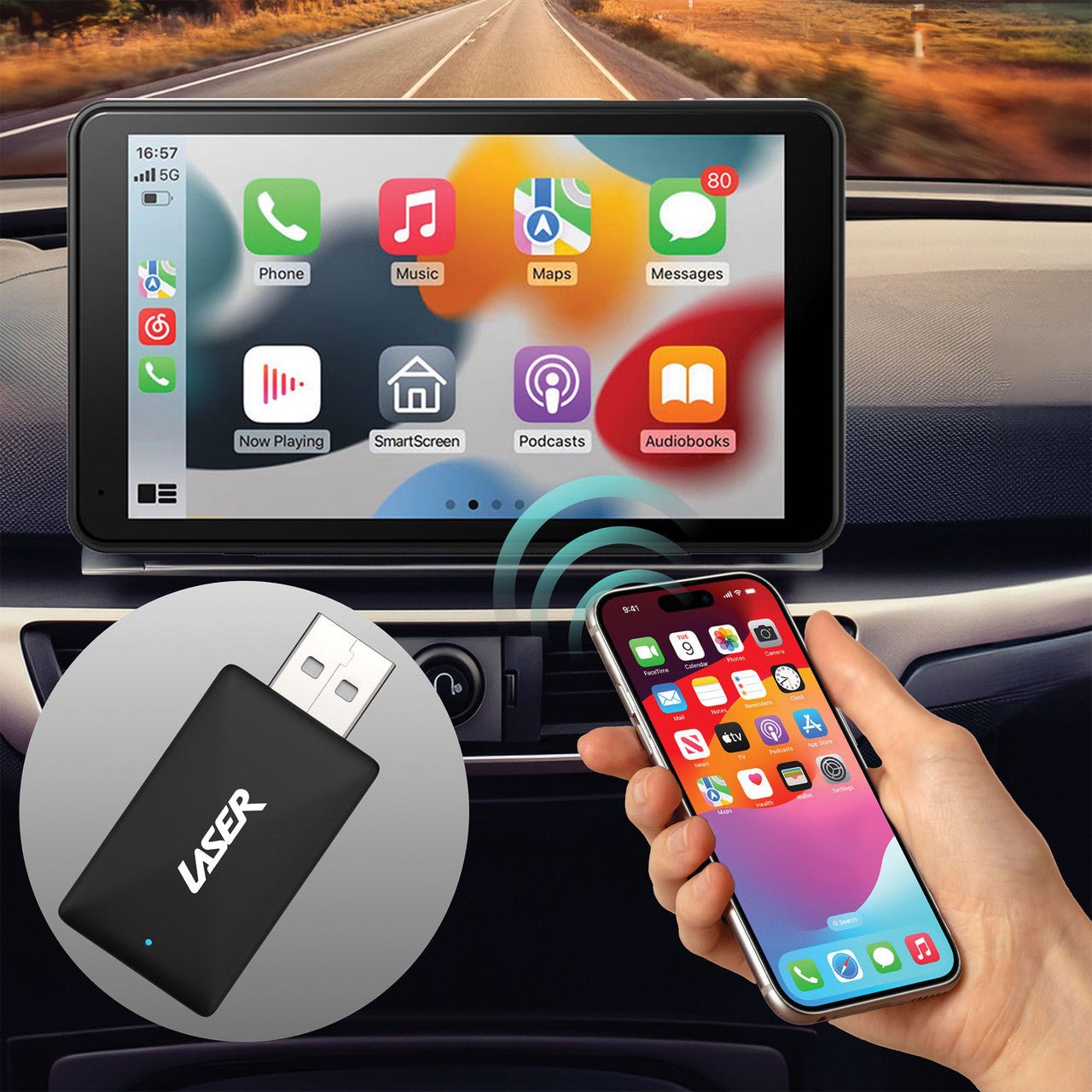 Laser Wireless CarPlay Dongle - Black - 9335432043099 Toy Chest Australia 3