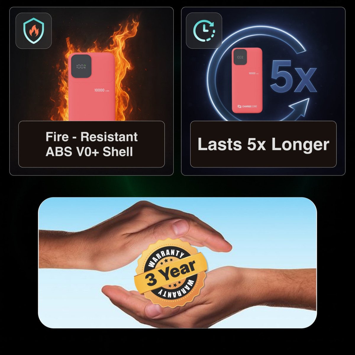 ChargeCore SafeCharge Max 10K - Sunset Coral
