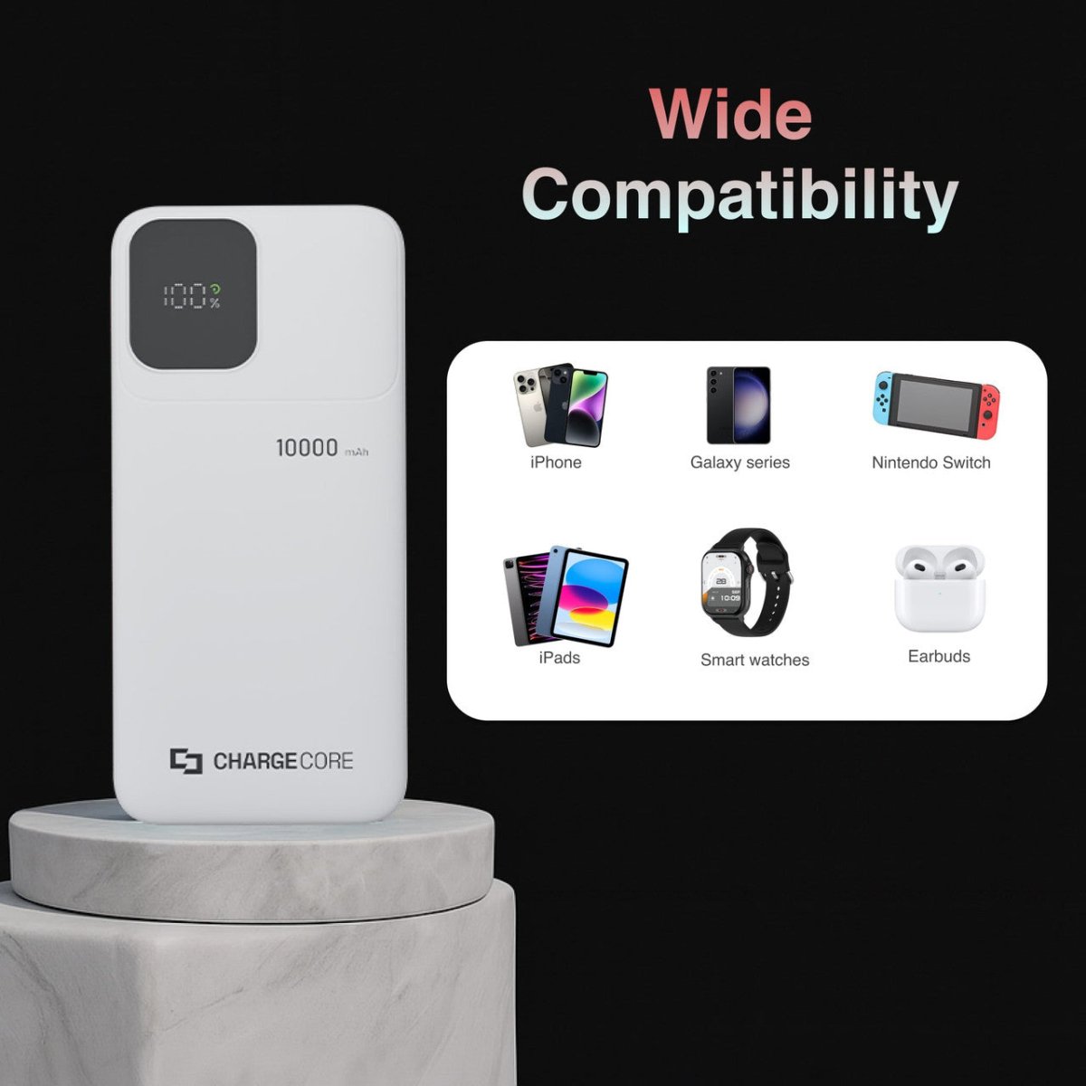 ChargeCore SafeCharge Max 10K - White
