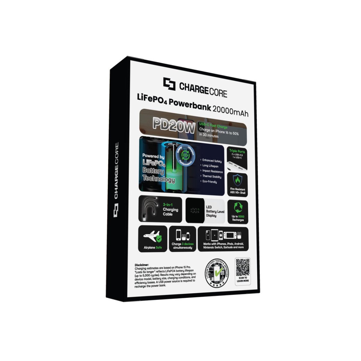 ChargeCore SafeCharge Max 20K - White