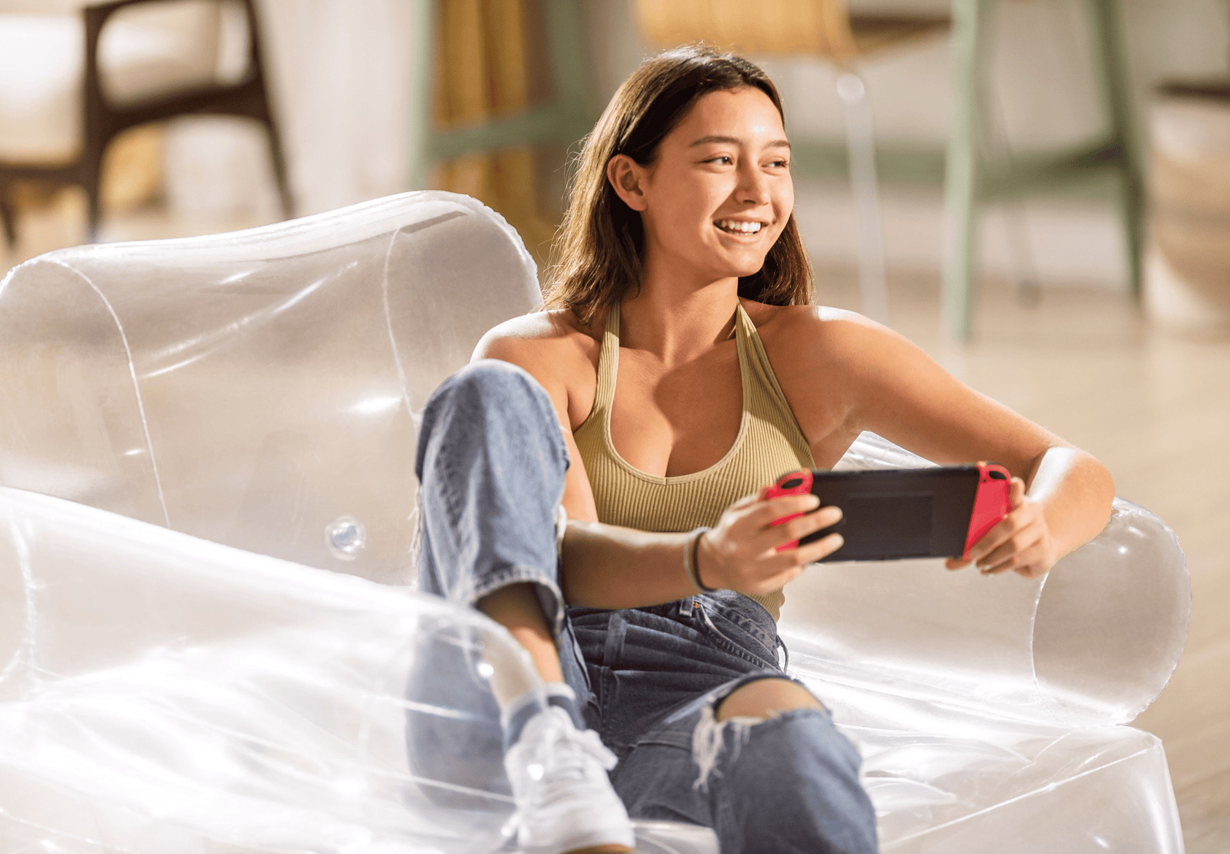 Intex Transparent Inflatable Armchair 66502 - 6941057423524 Toy Chest Australia