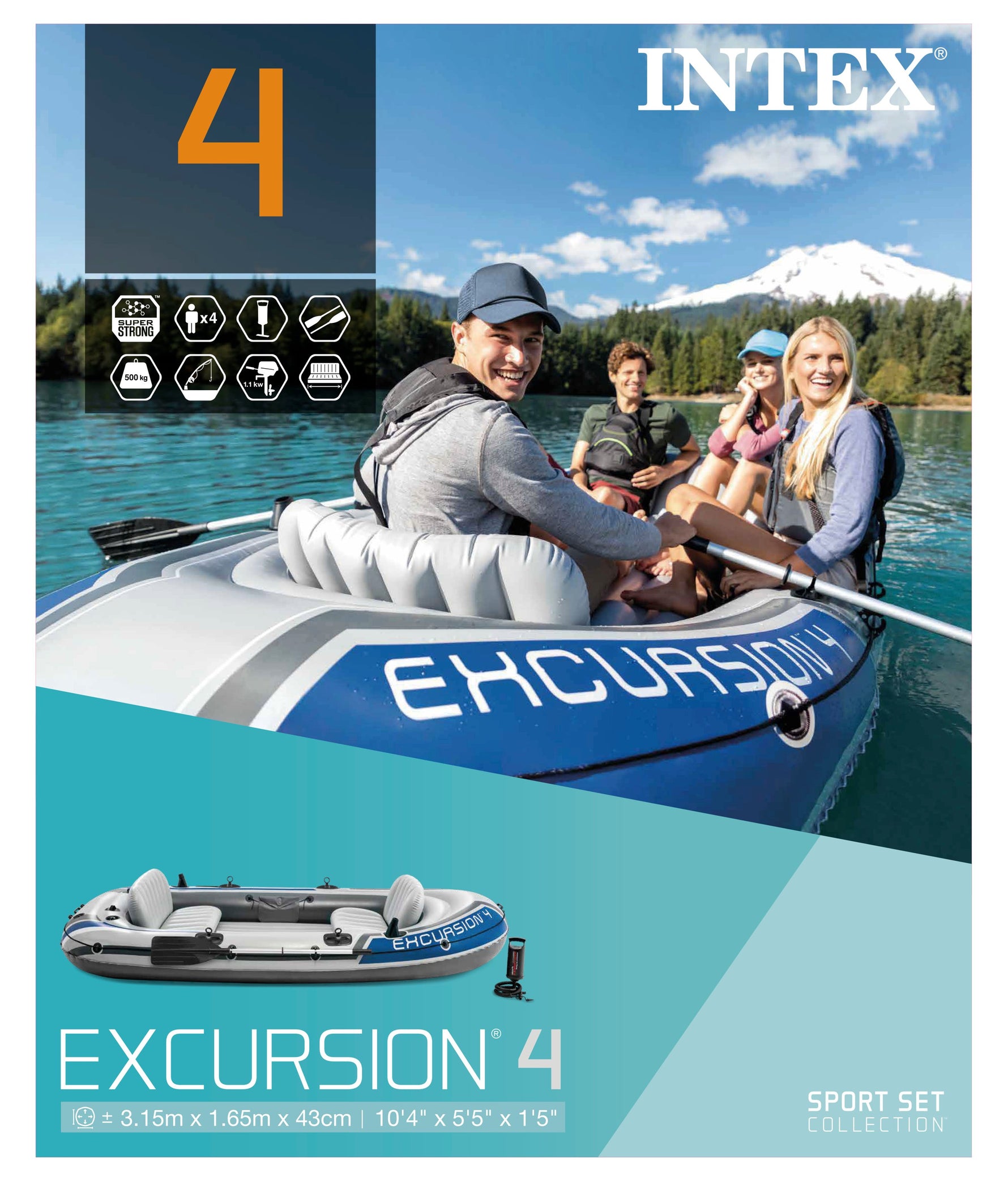 Intex Excursion 4 Boat Set 68324 - 6941057430621 Toy Chest Australia
