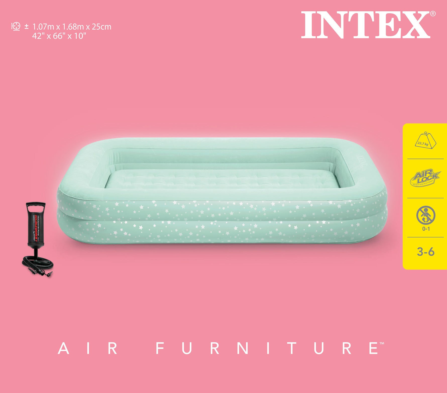 Intex Kidz Inflatable Travel Bed set with Hand Pump - Stars. Great for Travel 66810 - 6941057468105 Toy Chest Australia