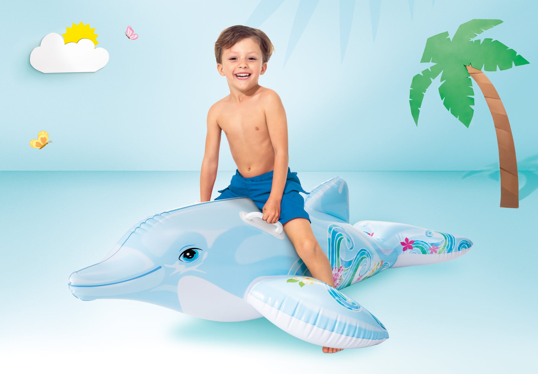 Intex Lil' Dolphin Ride - On Pool Kids Float 58535 - 6941057455358 Toy Chest Australia