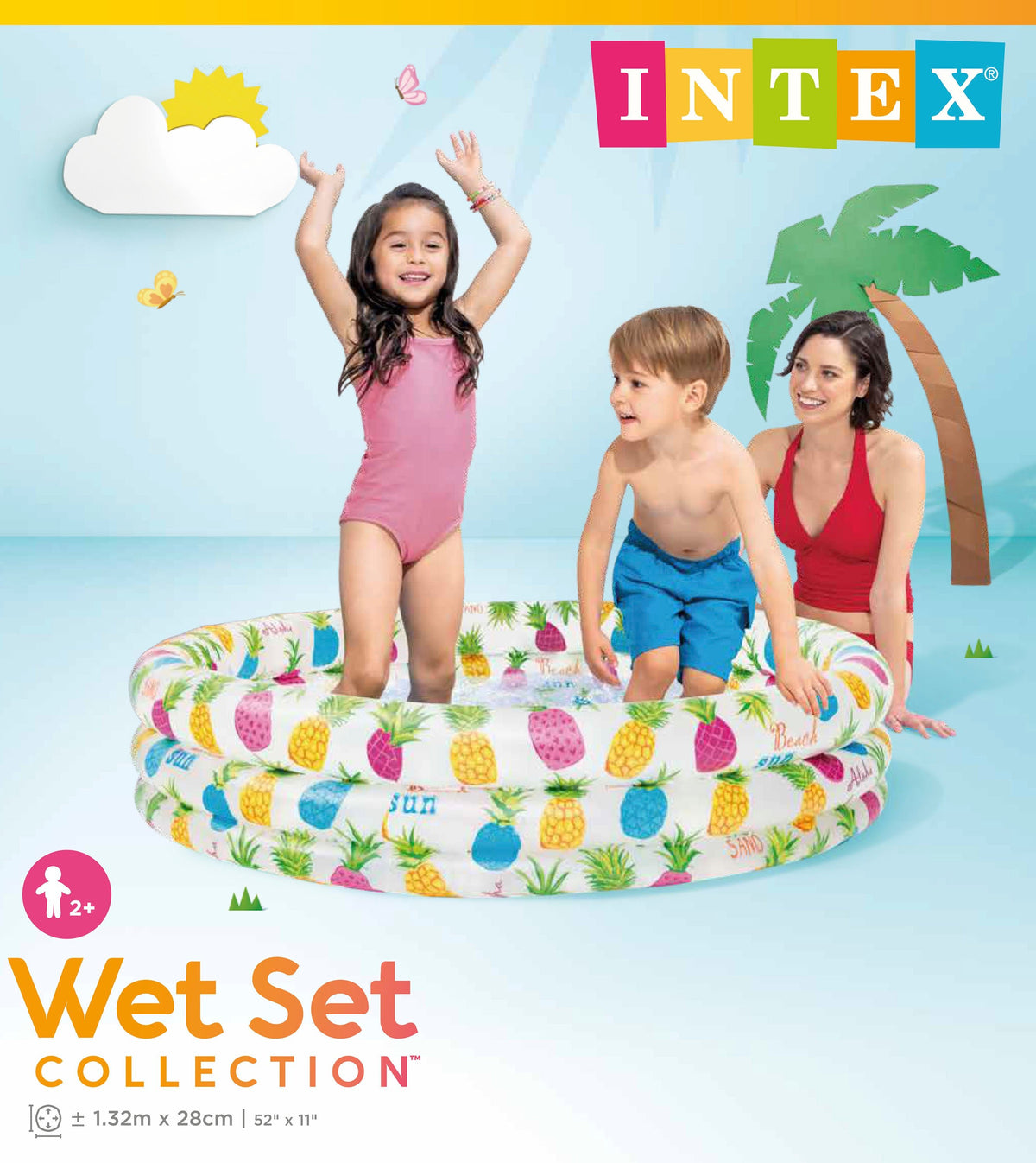 Intex 3 Ring Pineapple Splash Pool 59431 132cm - 6941057402390 Toy Chest Australia 4