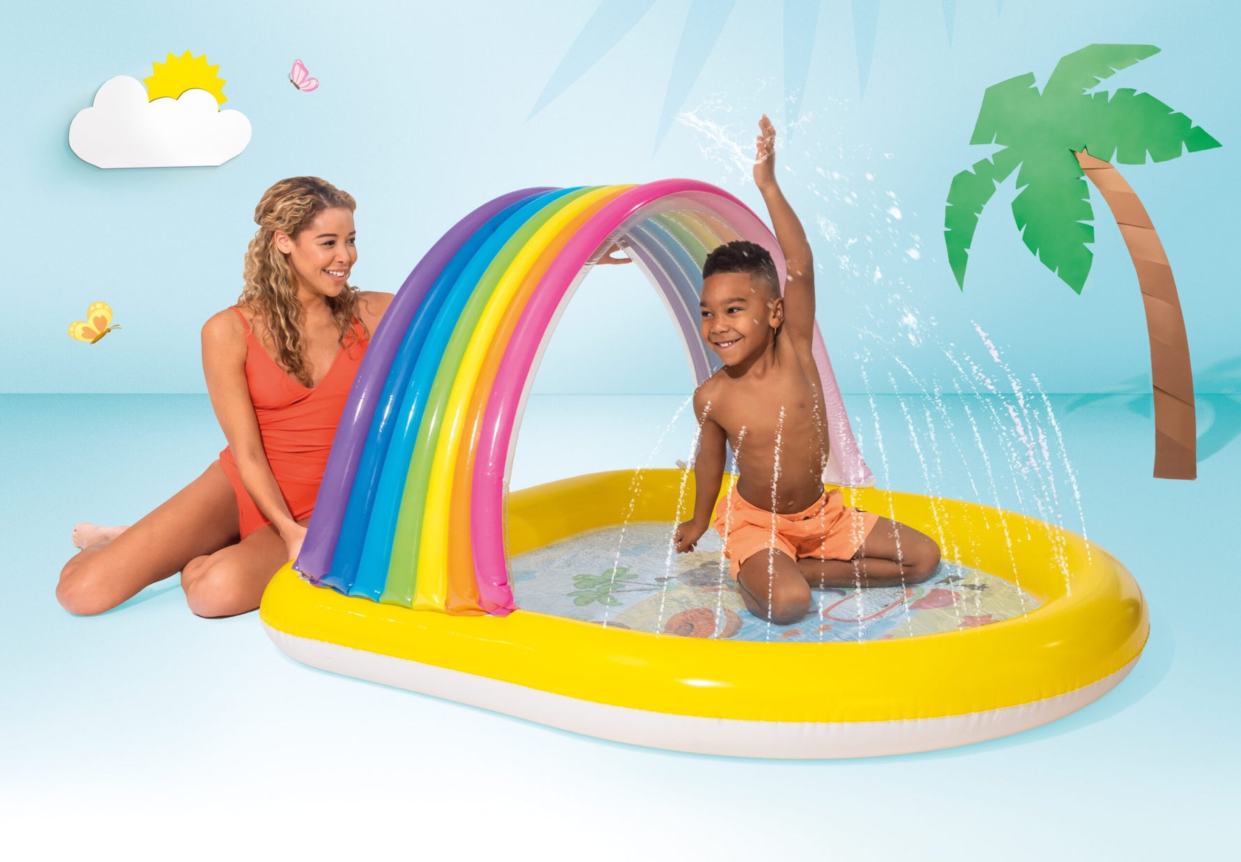 Intex Rainbow Arch Inflatable Spray Kiddie Pool 57156 - 6941057417219 Toy Chest Australia