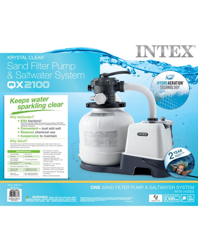 Intex Krystal Clear Sand Filter Pump and Saltwater Pool Chlorine System - 26676 - 6941057417851 Toy Chest Australia 11