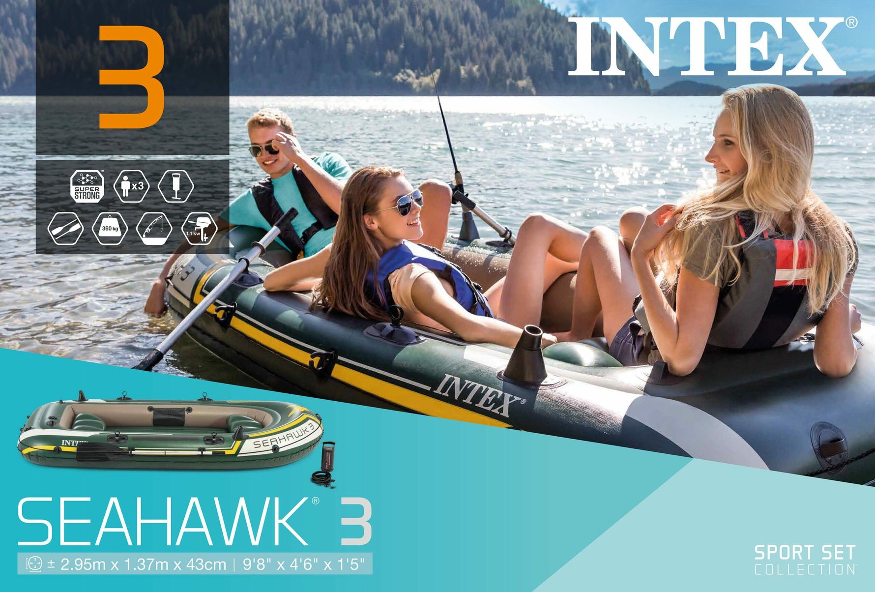 Intex Seahawk 3 Boat Set 68380 - 6941057403861 Toy Chest Australia