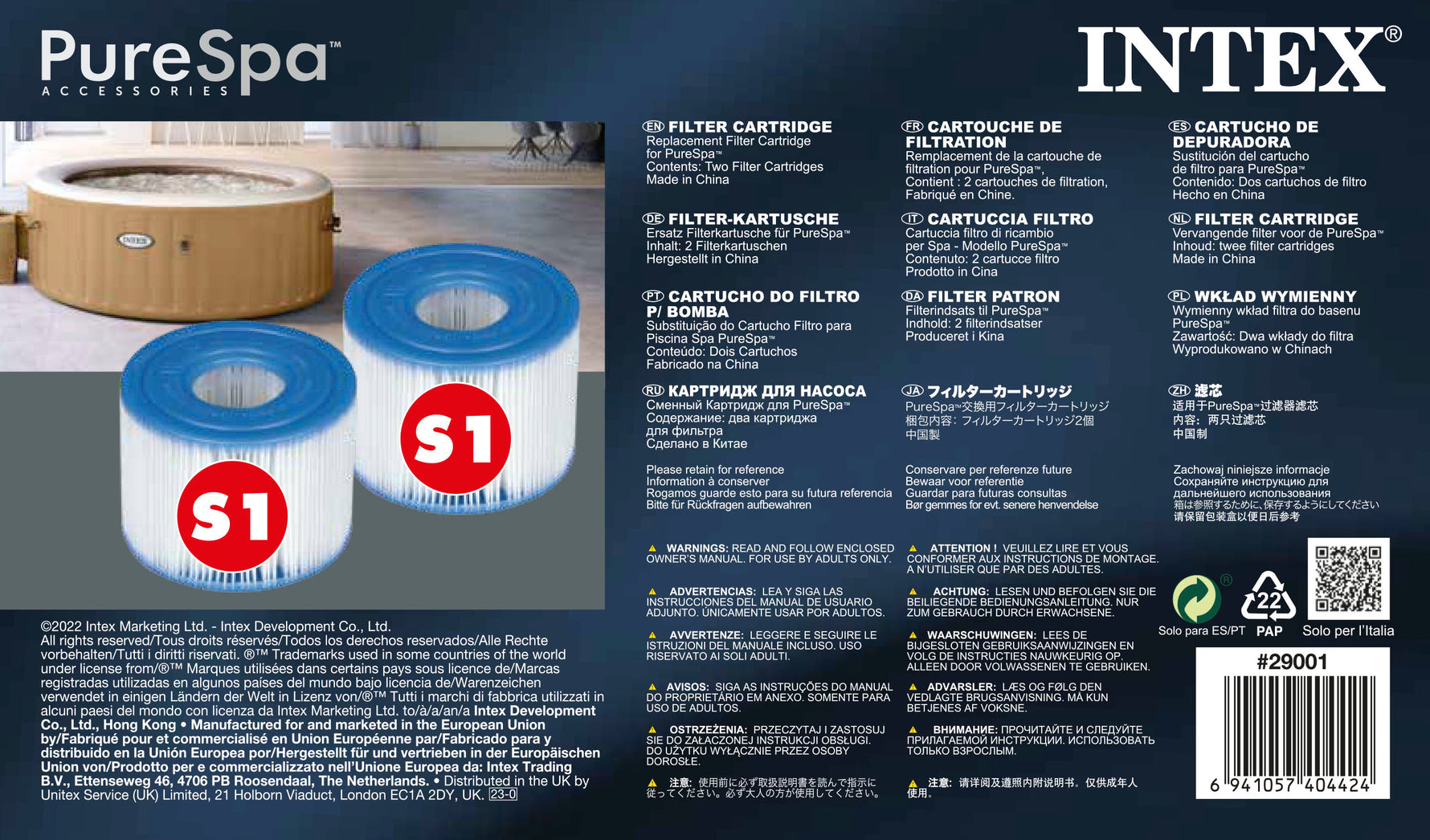 Intex Spa S1 Replacement Filter Cartridges 12 Pack 29001_6 - 6941057404424 Toy Chest Australia