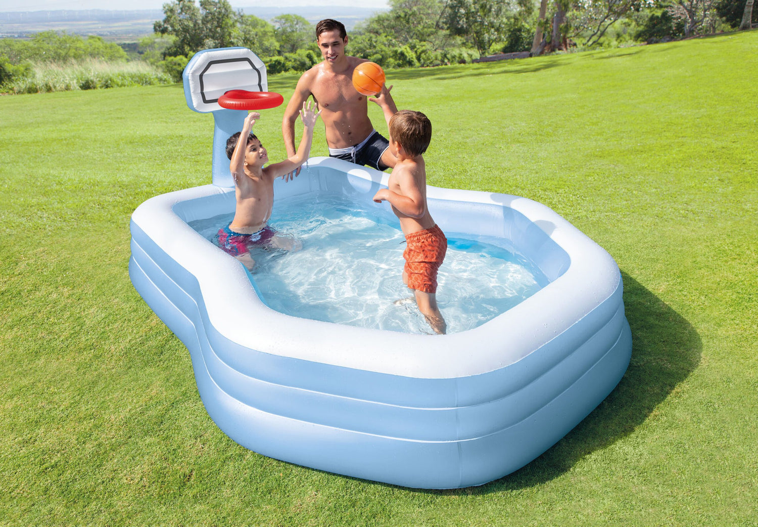Intex Swim Center Shootin' Hoops Inflatable Pool 2.57m x 1.88m 57183 - 6941057417233 Toy Chest Australia 2