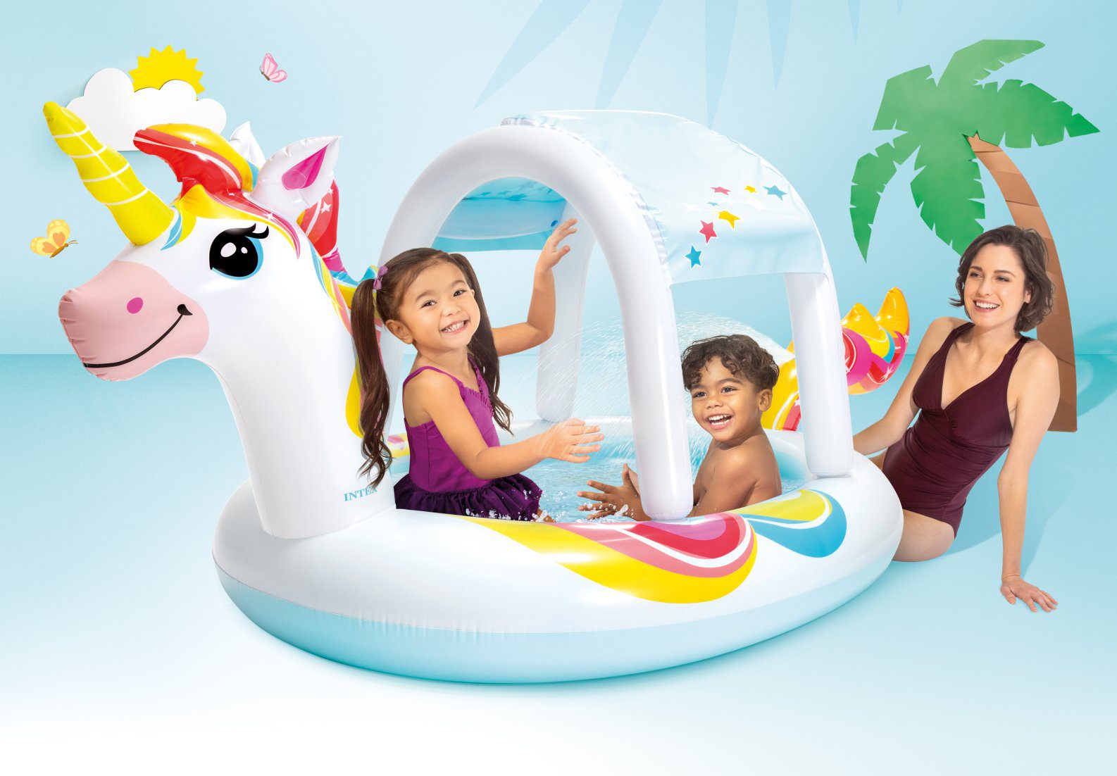 Intex Sun Shade Unicorn Inflatable Spray Pool 58435 - 6941057421834 Toy Chest Australia