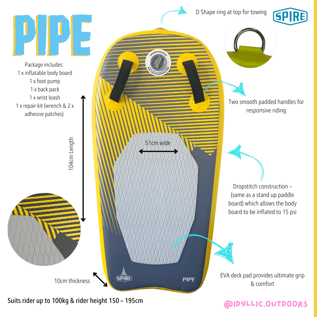Spire Pipe Inflatable Bodyboard - SP - BB - 104 - 9361299000104 Toy Chest Australia 2