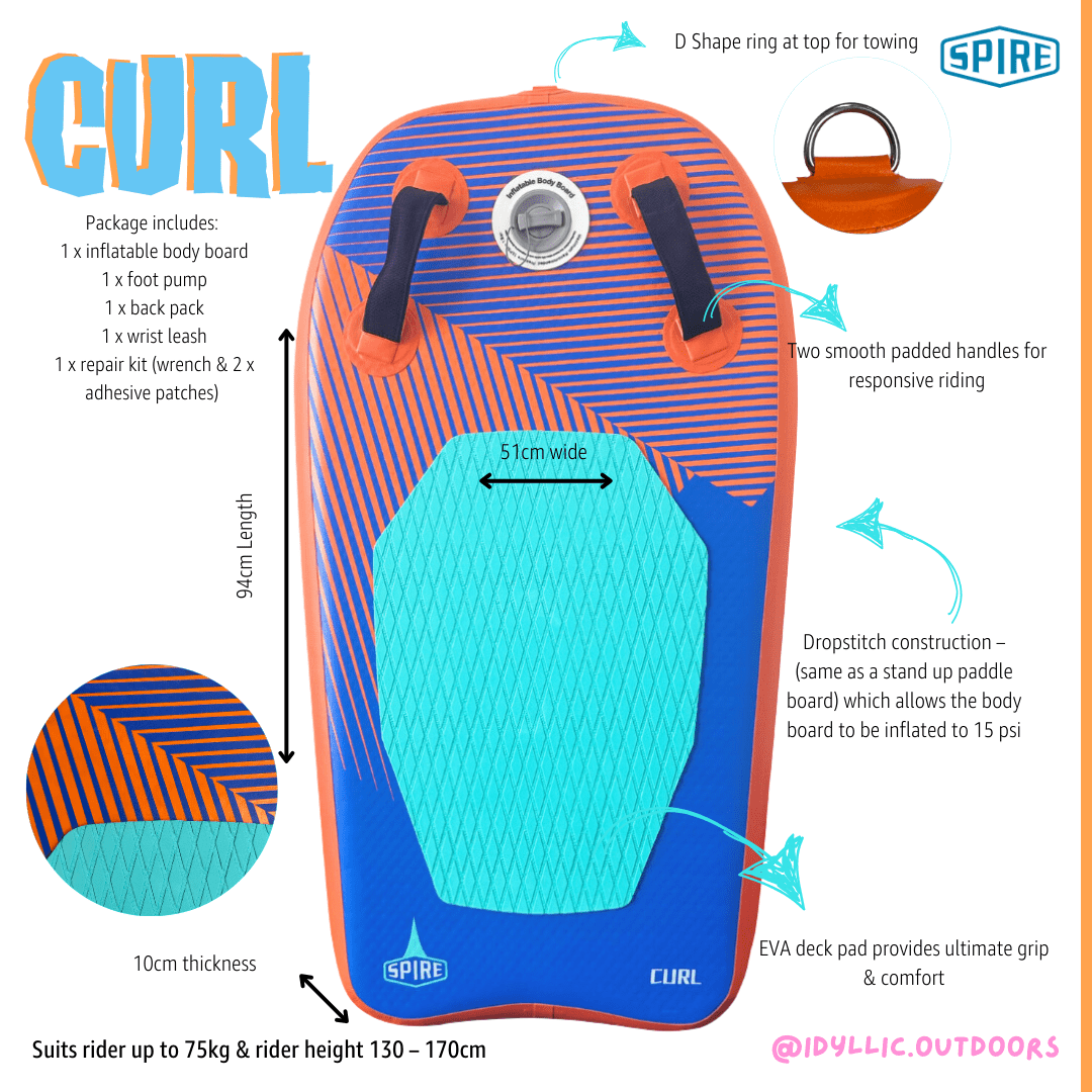 Spire Curl Inflatable Body Board - SP - BB - 94 - 9361299000098 Toy Chest Australia 2