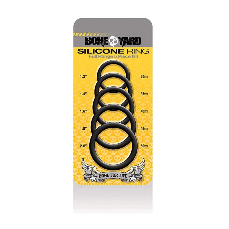Boneyard Silicone Ring 5 Pc Kit Black