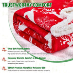 Christmas Throw Blanket, Christmas Decorations Gifts for Women, Sherpa Flannel Fleece Winter Holiday Blanket, Fluffy Cozy Soft Christams Throws for Couch Sofa Bed, Reindeer Stars, 50" X 60"