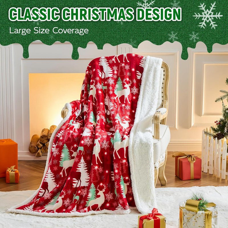 Christmas Throw Blanket, Christmas Decorations Gifts for Women, Sherpa Flannel Fleece Winter Holiday Blanket, Fluffy Cozy Soft Christams Throws for Couch Sofa Bed, ChristamsRhombus, 50" X 60"