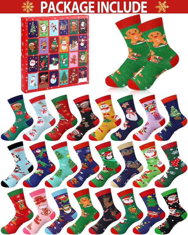 Advent Calendar 2025 Adult Men 24 Days of Christmas Cotton Socks US 7 - 13 Fun Christmas Sock Advent Calendar for Men Funny Gifts for Dad Boyfriend Husband Brother Random Socks Gift Box