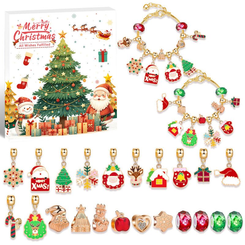 Christmas gift DIY Cartoon Snowman Bracelet Set with Crystal Beads