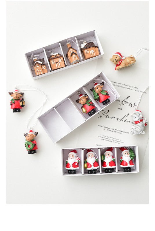 Christmas gift Christmas mini resin snow house Christmas tree pendant