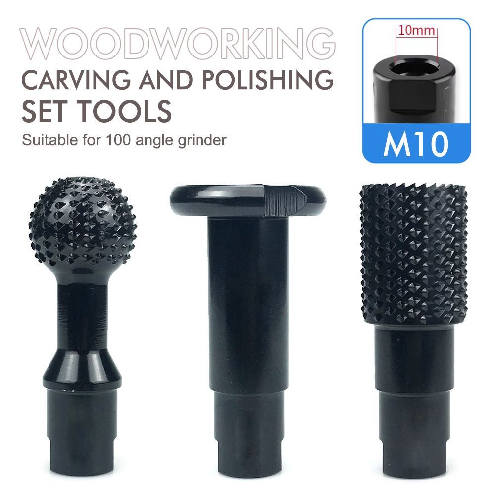 woodworking carving and polishing set, angle grinder accessories, wood carving tools, wood grinding balls, durable woodworking tools - Black - Size 10mm