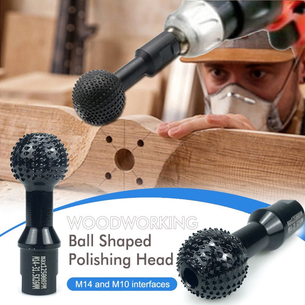 woodworking carving and polishing set, angle grinder accessories, wood carving tools, wood grinding balls, durable woodworking tools - Black - Size 10mm